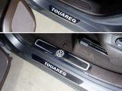 Накладки на пороги внутренние и внешние (зеркальные надпись) 6шт для автомобиля Volkswagen Touareg 2014-2018