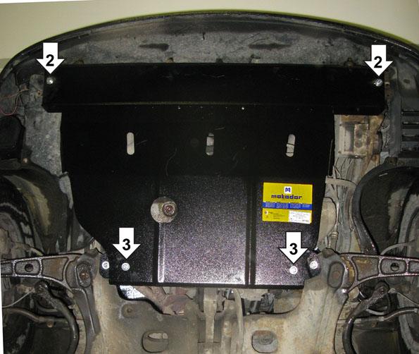 Защита стальная Мотодор (Двигатель, Коробка переключения передач), 2 мм, Сталь для Renault Laguna I 1993-2001 арт. 01702