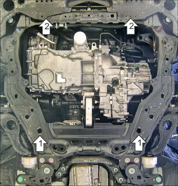 Защита стальная Мотодор (Двигатель, Коробка переключения передач), 2 мм,  Mazda 6   2007-2012 арт. 71105