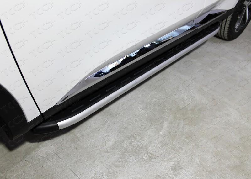 Пороги алюминиевые с пластиковой накладкой 1720 мм для автомобиля HAVAL F7 2019- (1,5 л., 4WD) TCC Тюнинг арт. HAVF719-34AL