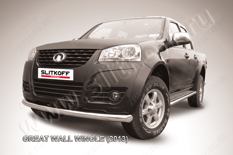 Защита переднего бампера d76 радиусная Great Wall Wingle (2011-2015) Black Edition, Slitkoff, арт. GWWIN-002BE
