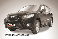 Защита переднего бампера d57 волна черная Hyundai Santa-Fe (2009-2012) , Slitkoff, арт. HSFN001B