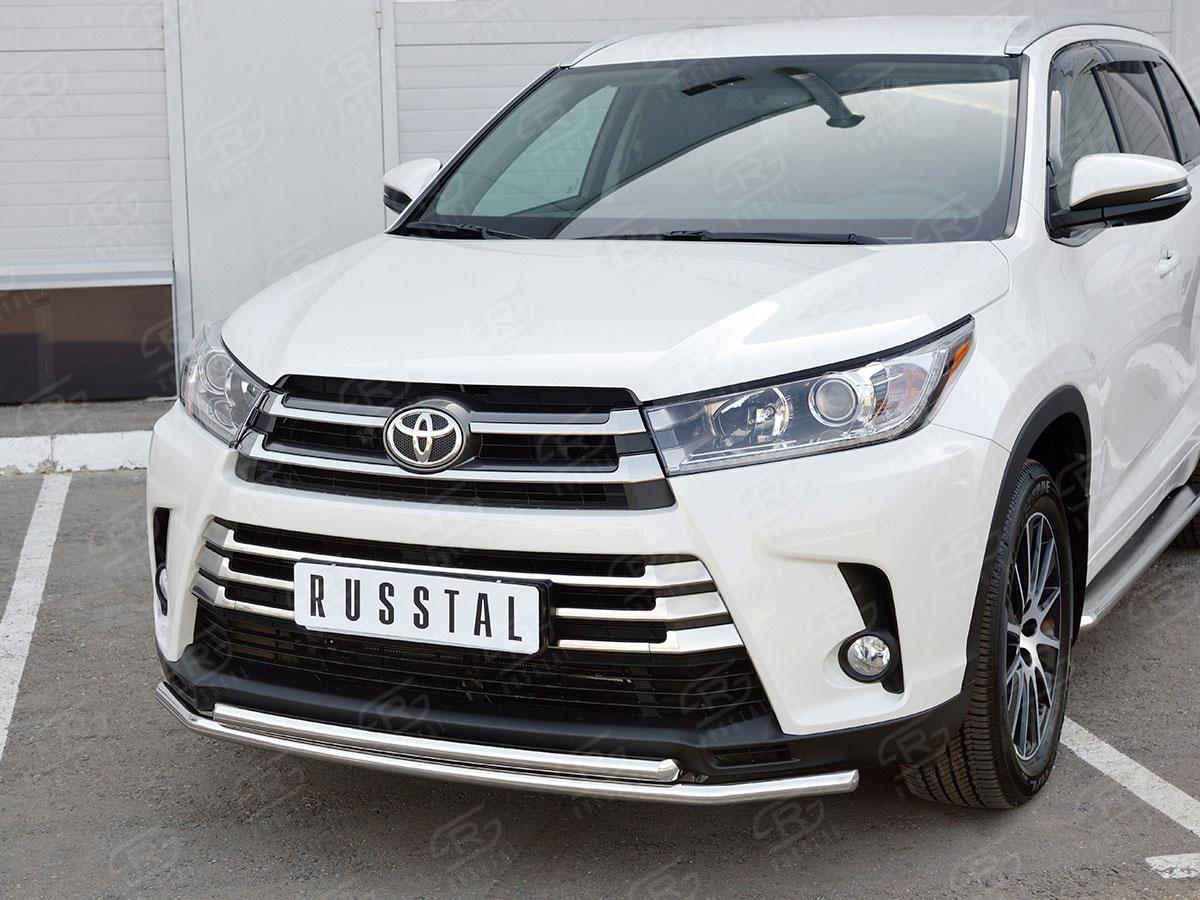 Защита переднего бампера d42/42 на Toyota Highlander 2016, Slitkoff THRZ-002614