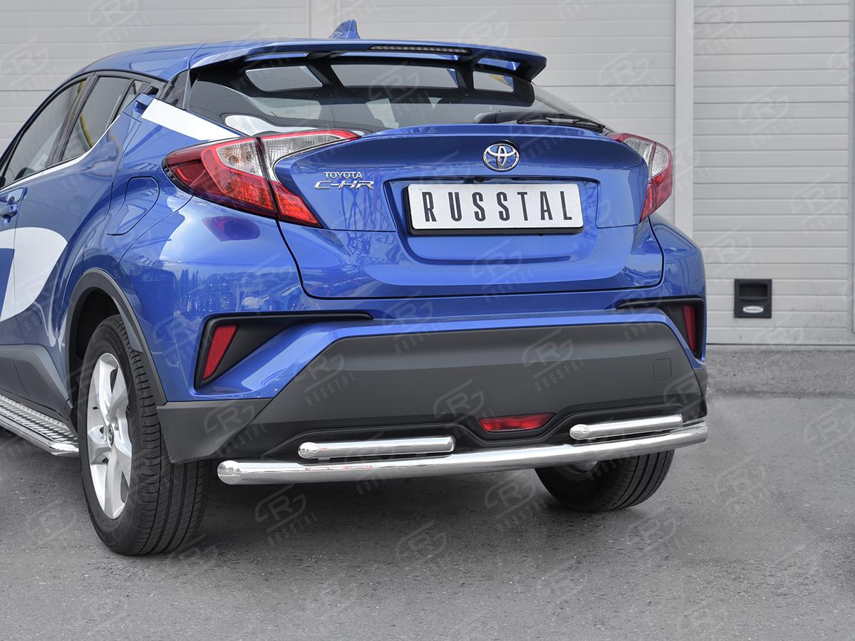 Защита заднего бампера d57 дуга-d42х2 дуги TCHZ-003033 для автомобиля TOYOTA C-HR 2018-, Slitkoff