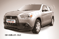 Защита переднего бампера d76+d57 двойная черная Mitsubishi ASX (2010-2013) , Slitkoff, арт. MAS001B