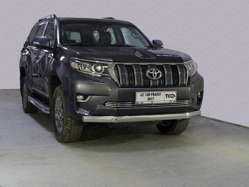 Защита передняя нижняя (овальная) 75х42 мм для автомобиля Toyota Land Cruiser 150 Prado 2017-, TCC Тюнинг TOYLC15017-15
