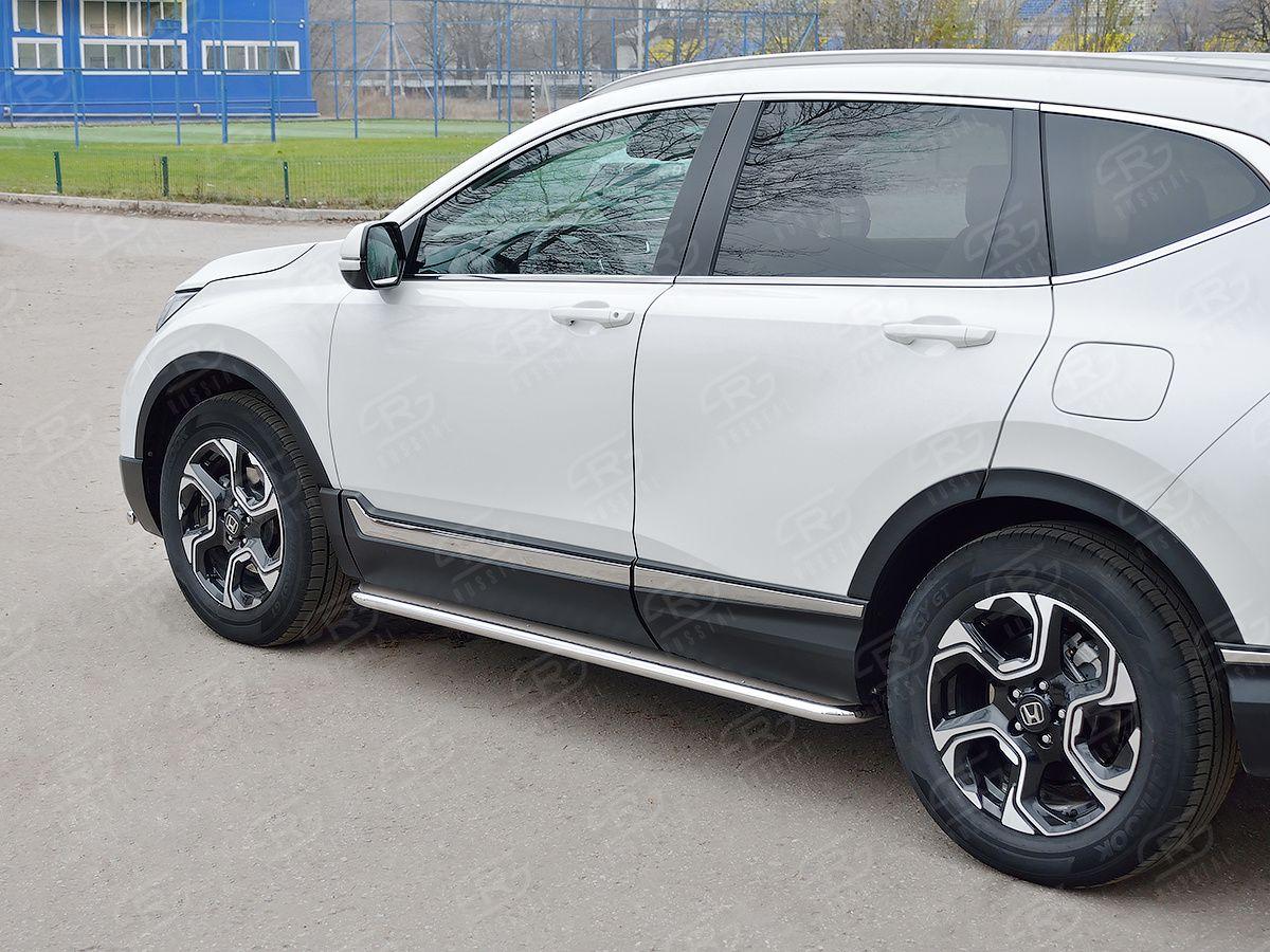 Пороги труба d42 с листом вариант 3 на Honda CR-V 2017, Slitkoff HCRL-0028293