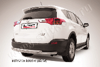 Защита заднего бампера d57+d57 двойная радиусная Toyota Rav-4 (2012-2015) Black Edition, Slitkoff, арт. TR413-011BE