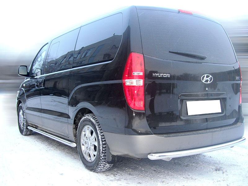 Защита заднего бампера радиусная одинарная d-60 для Hyundai H1 2007, Технотек HYH1_3