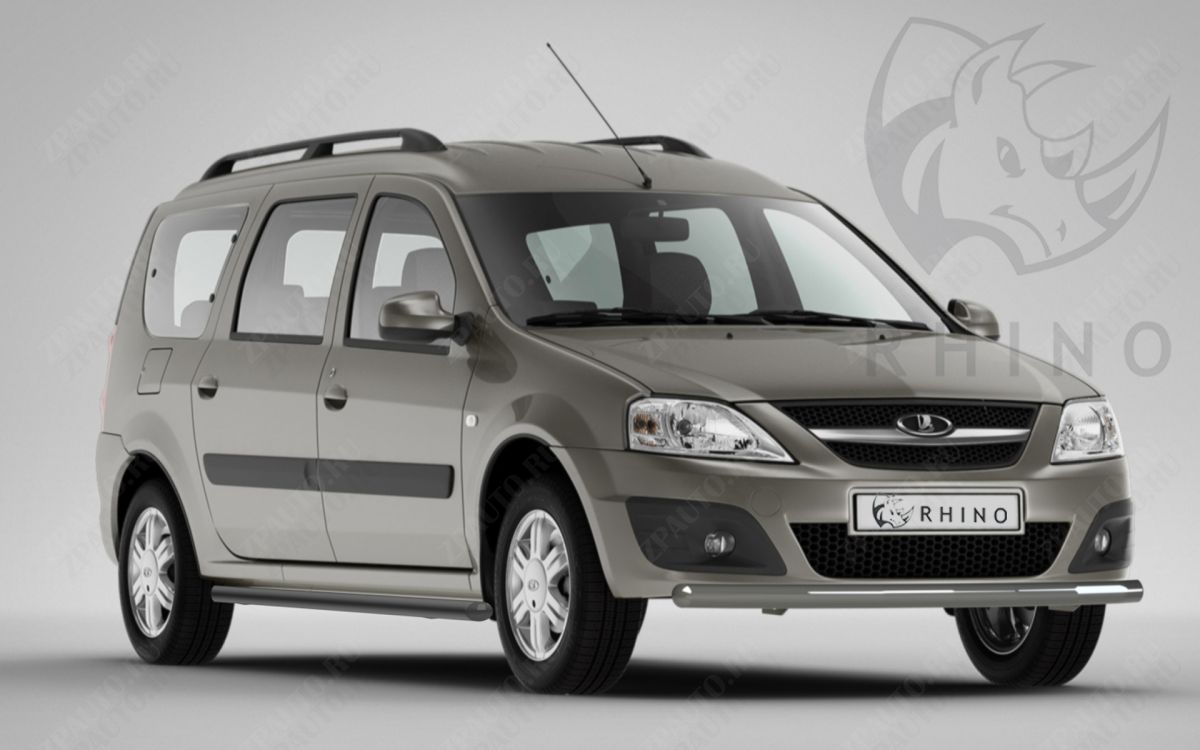 LADA LARGUS 2012-2020 Пороги труба d57 ч. сталь сер. (вариант 1) LLTBR-0021551SER