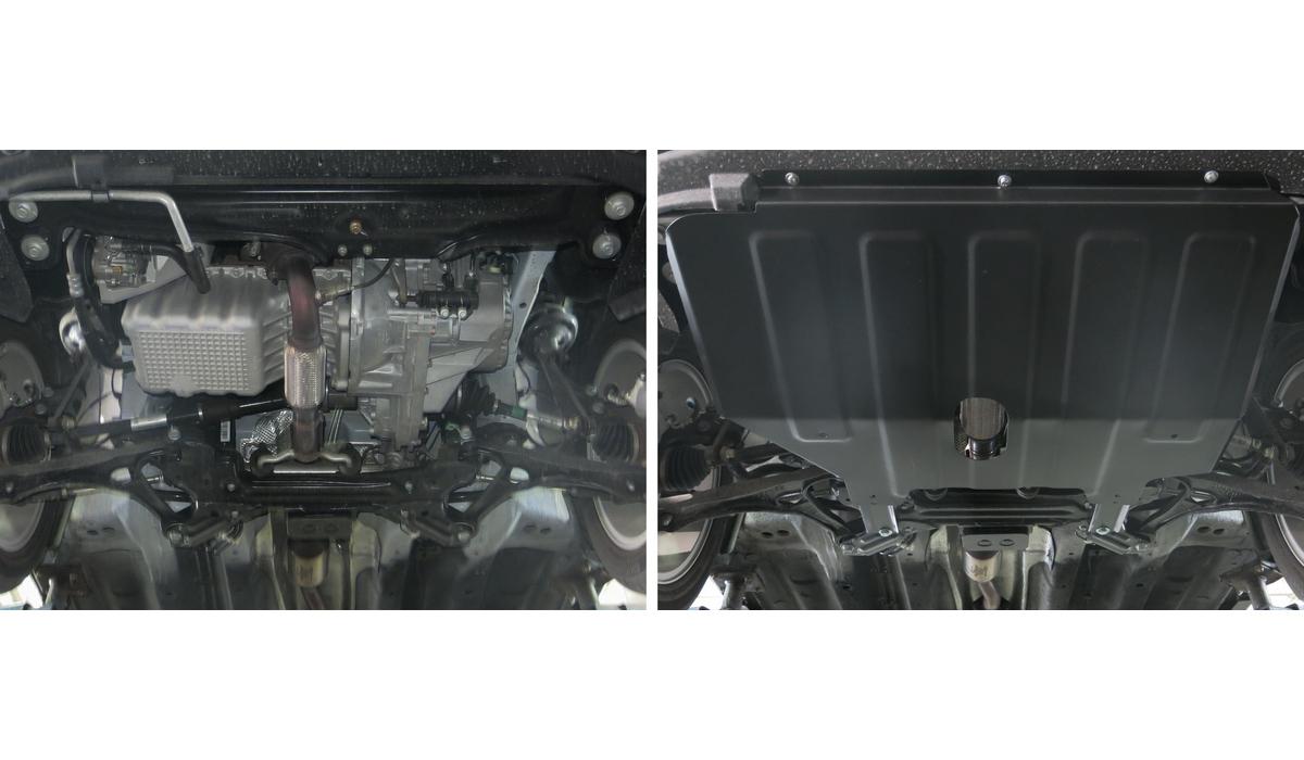 Защита картера и КПП АвтоБроня для Chery Tiggo 2 (V - 1.5) 2017-2020, штампованная, сталь 1.8 мм, с крепежом, 111.00918.1