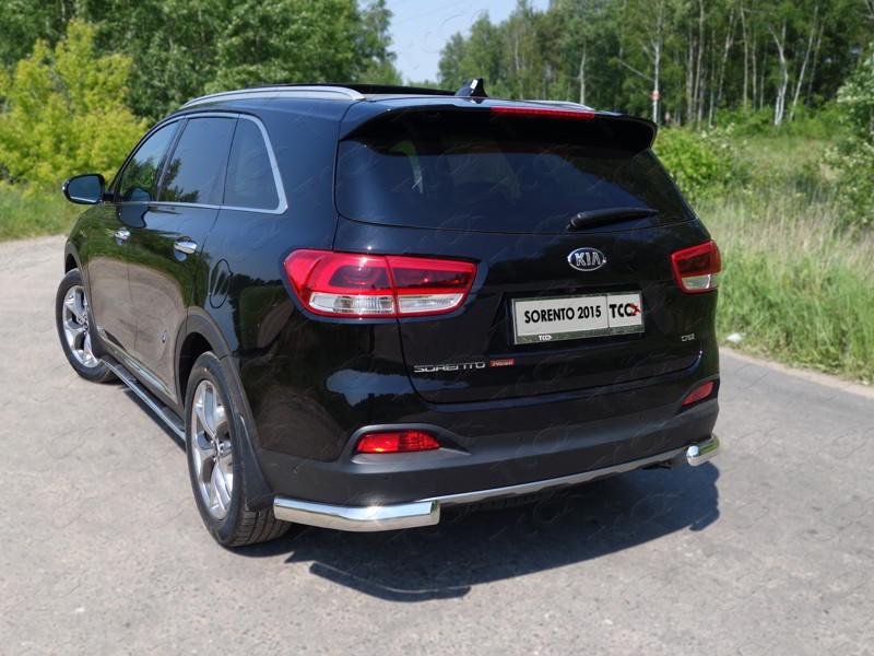 Защита задняя (уголки овальные) 75х42 мм для Sorento Prime III 2015 (Киа Соренто Прайм 3 2015-), ТСС KIASOR15-21, TCC Тюнинг