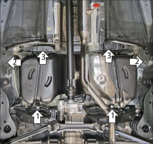 Защита стальная Мотодор (Топливный бак), 2 мм,  для Haval H3  2024- арт. 73109