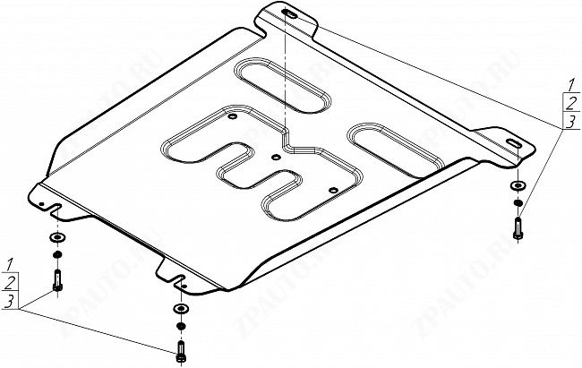 Защита стальная Мотодор (Коробка переключения передач), 2 мм,  Foton Tunland V9  2024- арт. 77509