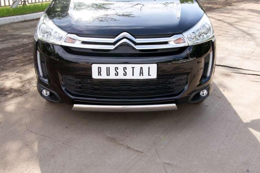 Защита переднего бампера d75x42 овал для Citroen C4 Aircross 2012, Slitkoff C4Z-000552