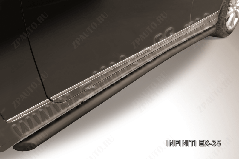 Защита порогов d57 с гибами черная Infiniti EX-35 (2007-2013) , Slitkoff, арт. IN.EX004B