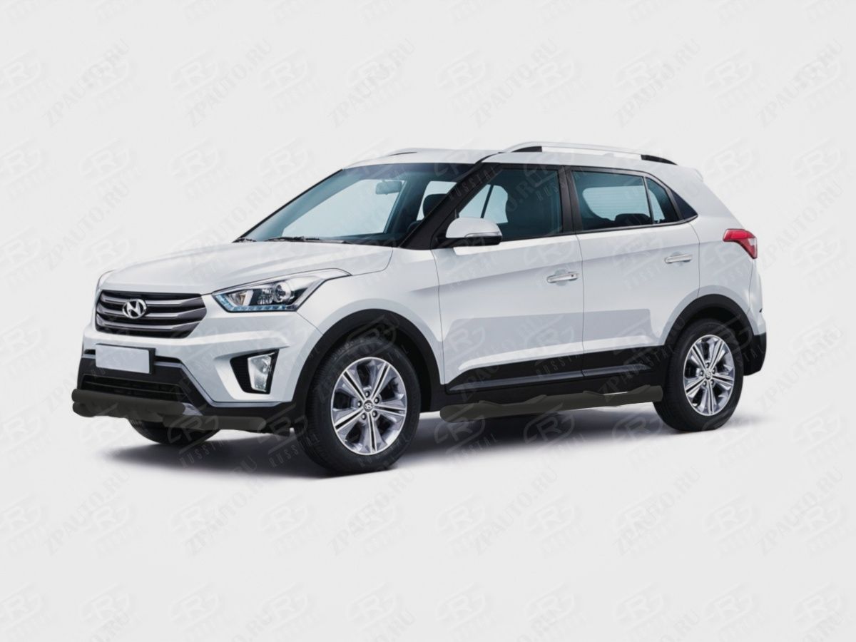 HYUNDAI CRETA 2016-2021 Защита переднего бампера d57 дуга-d57 уголки+клыки black HCRZ-002420CH