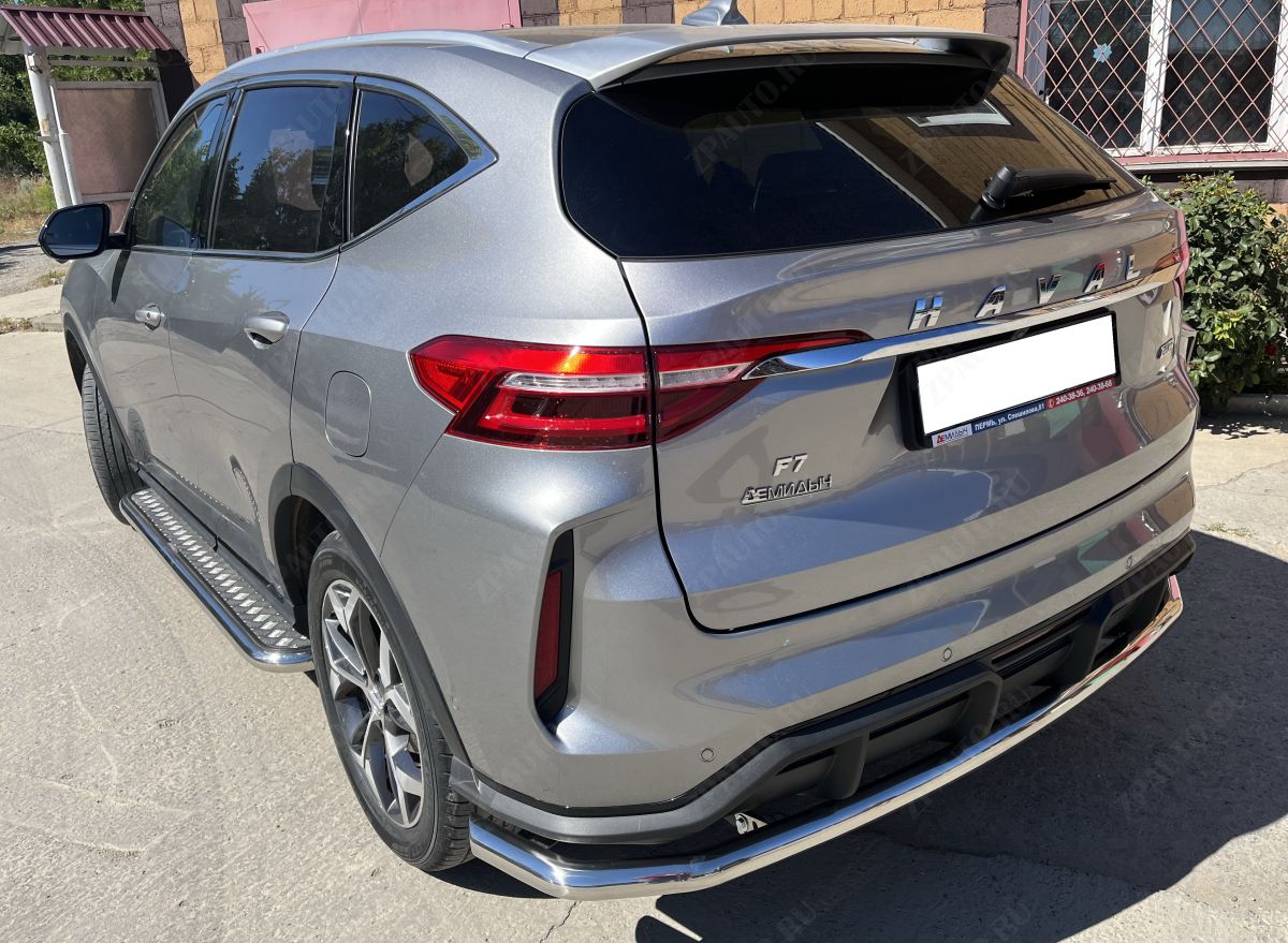 Защита заднего бампера угловая большая для автомобиля HAVAL F7 2022 Рестрайлинг арт. GWF7.22.21