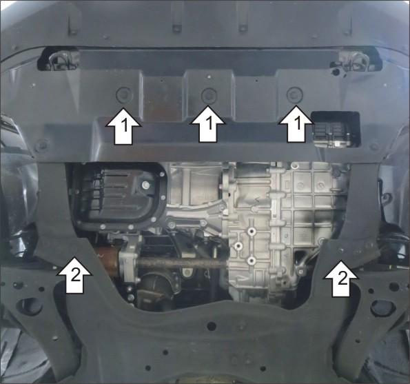 Защита двигателя, кпп стальная Motodor для Haval H2 2015- (2 мм, сталь), 63103