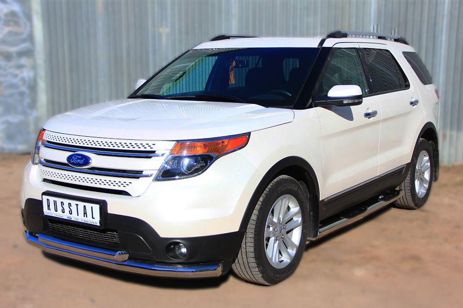 Пороги труба d76 с накладками вариант 2 для Ford Explorer 2012, Slitkoff FET-0013132