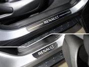 Накладки на пороги (лист зеркальный надпись Renault) 4шт для автомобиля Renault Koleos 2017-