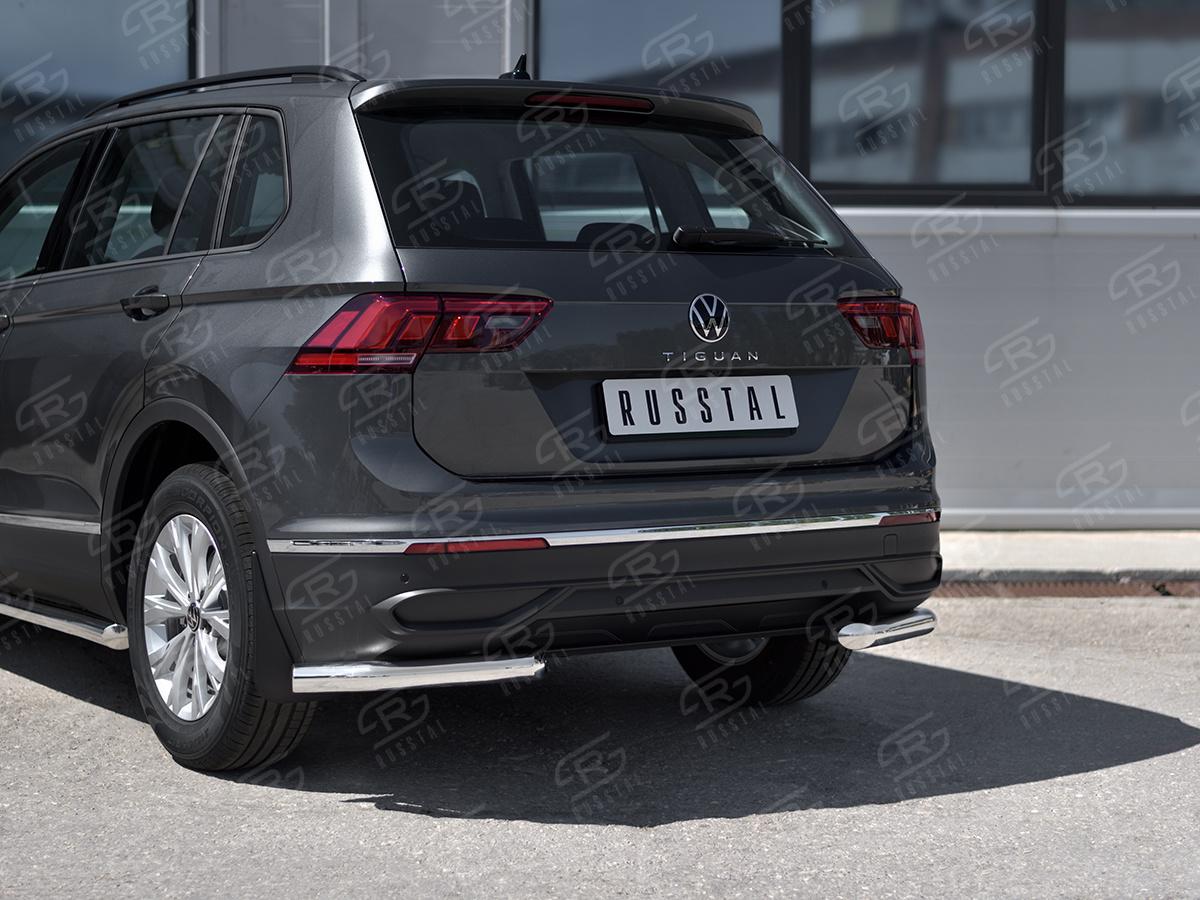 VOLKSWAGEN TIGUAN 2020- (кроме R-LINE) Защита заднего бампера уголки d57 секции VGZ-003584