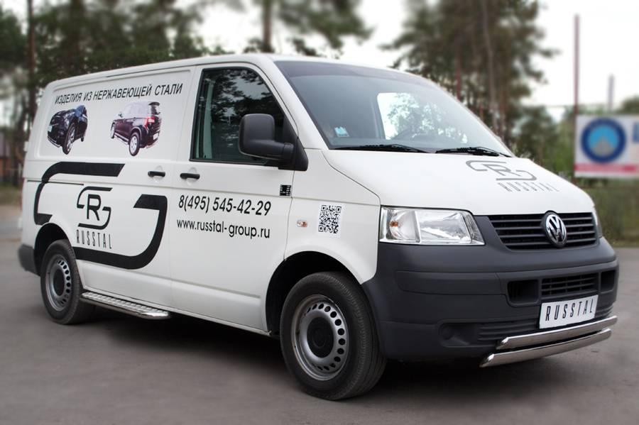 Пороги труба d42 с листом для Volkswagen Transporter kasten 2003, Slitkoff VTRL-000605