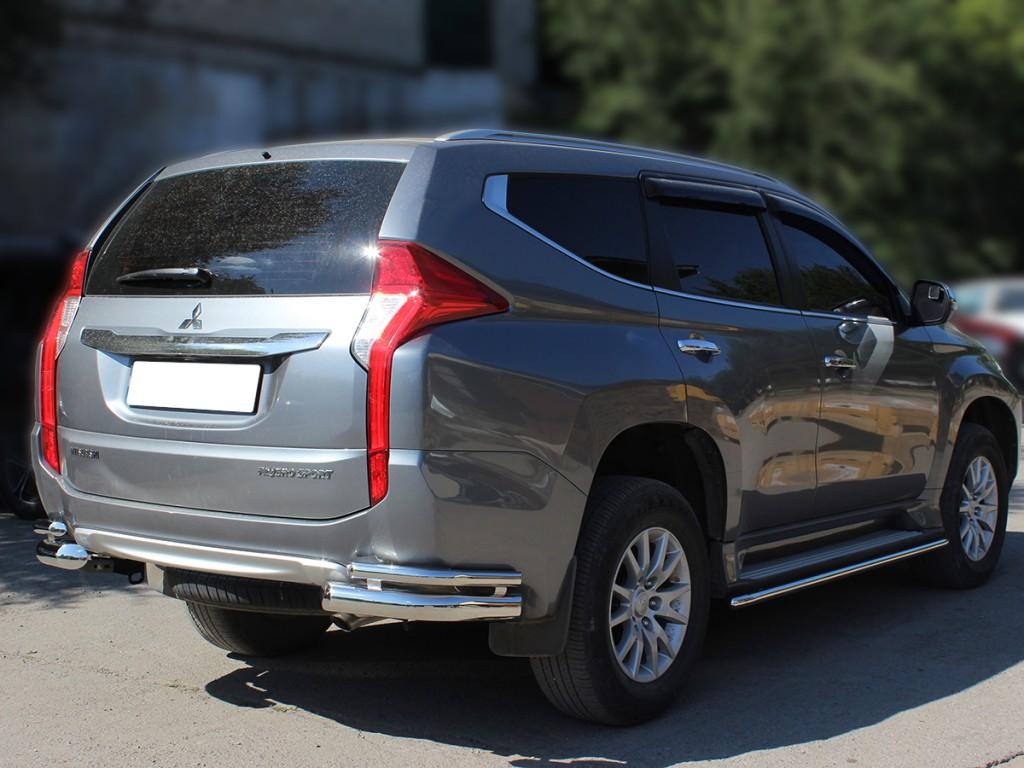 Защита заднего бампера уголки d76(секция)d42(секция) фарк.для автомобиля Mitsubishi  PAJERO SPORT 2016, Slitkoff MPJSZ-002495