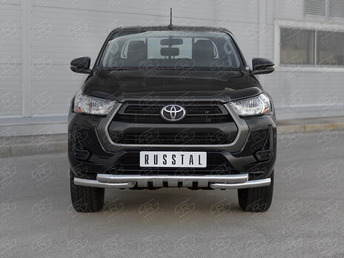 TOYOTA HILUX 2020- Защита переднего бампера d57 секции-d57 уголки+клыки THZ-003496