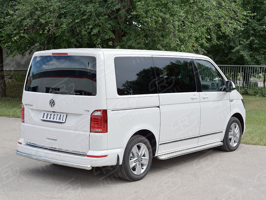 Защита заднего бампера d57 Volkswagen Transporter T6 2015 Caravelle/Multivan короткая база, Slitkoff VCTZ-002320