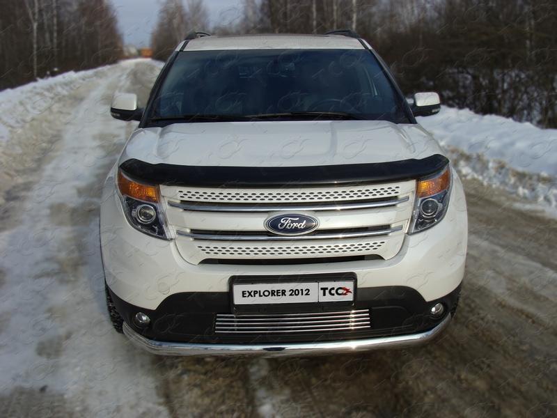Решётка радиатора 12 мм для автомобиля Ford Explorer 2012-2015 TCC Тюнинг арт. FOREXPL12-08