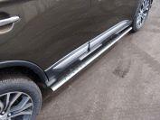 Пороги овальные с проступью 75х42 мм для автомобиля Mitsubishi Outlander 2015-2018, TCC Тюнинг MITOUT15-11