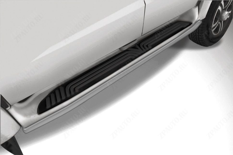 Защита штатного порога d42 серебристая Uaz Patriot (2014-2023) , Slitkoff, арт. UP14-005S