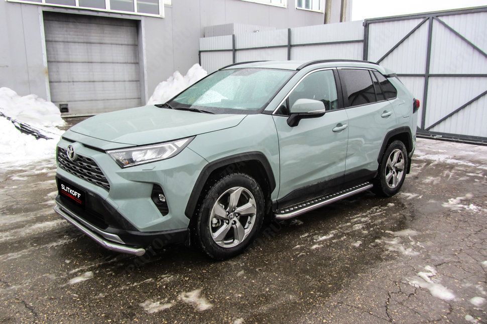 Защита порогов d57 с листом Toyota Rav-4 (2018-2023) , Slitkoff, арт. TR419-004