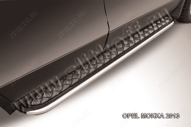 Защита порогов d42 с листом усиленная Opel Mokka (2012-2016) , Slitkoff, арт. OPMOK13-007