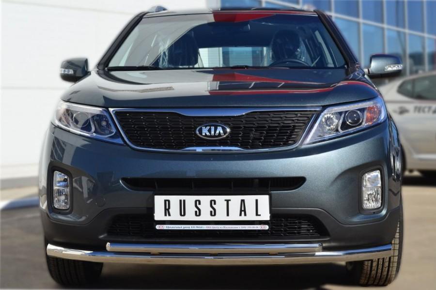 Защита переднего бампера d57/42 для KIA Sorento 2013, Slitkoff KIZ-001266
