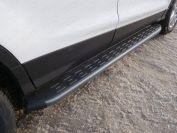 Пороги алюминиевые с пластиковой накладкой (карбон черные) 1820 мм для автомобиля Ford Kuga 2016- TCC Тюнинг арт. FORKUG17-32BL