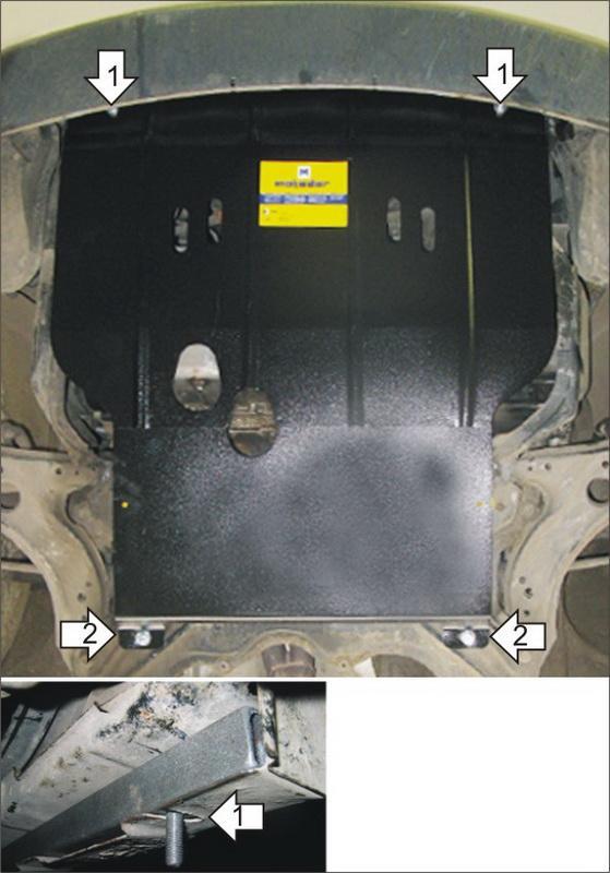 Защита стальная Мотодор (Двигатель, Коробка переключения передач), 2 мм, Сталь для Skoda Octavia I 2000-2004 арт. 02302