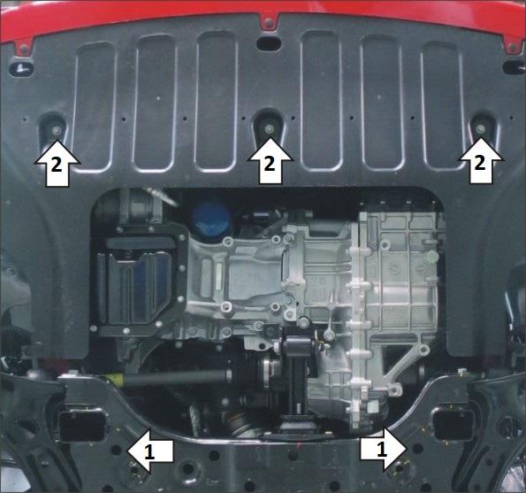 Защита стальная Мотодор (Двигатель, Коробка переключения передач), 2 мм, Сталь для Hyundai Solaris 2017- арт. 70912