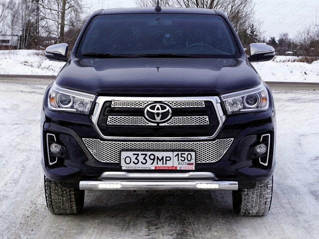 Защита передняя нижняя (с ДХО) 76,1 мм для автомобиля Toyota Hilux Exclusive 2018- TCC Тюнинг арт. TOYHILUXEXC18-06