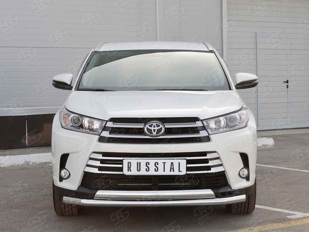 Защита переднего бампера d57/75х42 на Toyota Highlander 2016, Slitkoff THRZ-002617