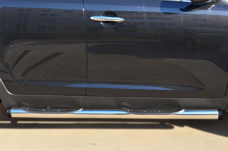 Пороги труба d76 с накладками для KIA Sportage 2010-2015, Slitkoff вариант 2 KSGT-001674