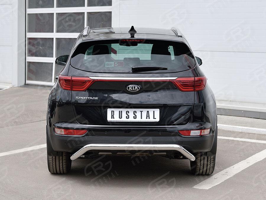 Защита заднего бампера d57 волна под машину Kia Sportage 2016, Slitkoff KSZ-002294