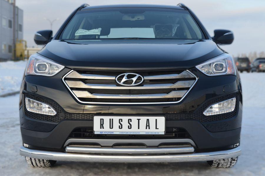 Защита переднего бампера d76/42 для Hyundai Santa Fe 2012, Slitkoff HSFZ-001220