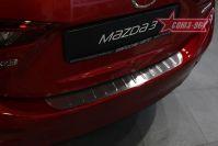 Накладка на наружный порог багажника штампованная полосы для Mazda 3 4D 2013, Союз-96 MAZ3.36.3964