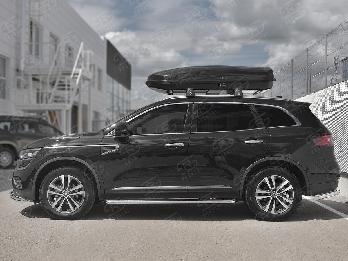 Пороги труба d42 с листом (Лист нерж, проф. нерж) (вариант 3) RKL-0029753 для автомобиля RENAULT KOLEOS 2017-, Slitkoff