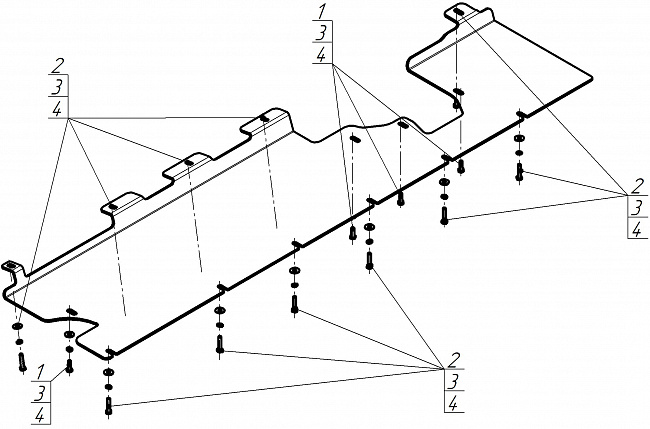 Защита алюминиевая Мотодор (Силовые провода, Топливные Трубки), 4 мм,  Li L7  2024- арт. 349908
